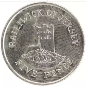 Монета 5 пенсов Острова Джерси 2006 года Медно-никель Елизавета II