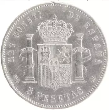 Монета 5 песет Испании 1885 года Серебро Альфонсо XII