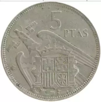 Монета 5 песет Испании 1957 года Медно-никель Франциско Франко