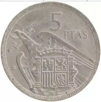 Монета 5 песет Испании 1957 года Медно-никель Франсиско Франко