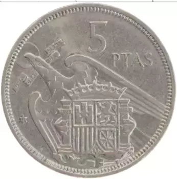 Монета 5 песет Испании 1957 года Медно-никель Франсиско Франко