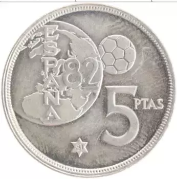 Монета 5 песет Испании 1980 года Медно-никель Чемпионат мира по футболу в Испании