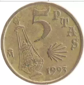 Монета 5 песет Испании 1993 года Бронза Фердинанд VII