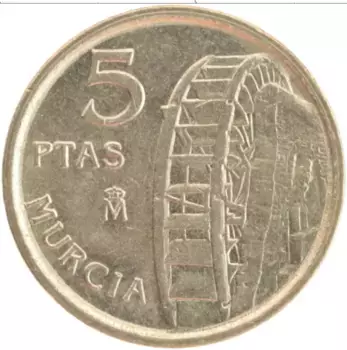 Монета 5 песет Испании 1999 года Латунь Мурсия
