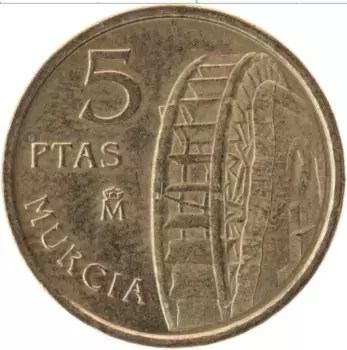 Монета 5 песет Испании 1999 года Латунь Мурсия