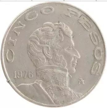 Монета 5 песо Мексики 1976 года Медно-никель Винсенто Герреро