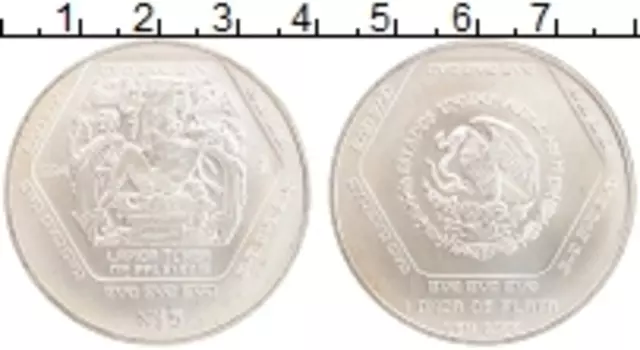 Монета 5 песо Мексики 1994 года Серебро Культура Майя