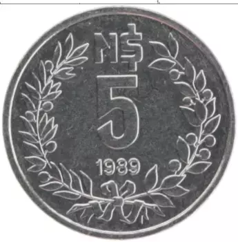 Монета 5 песо Уругвая 1989 года Железо