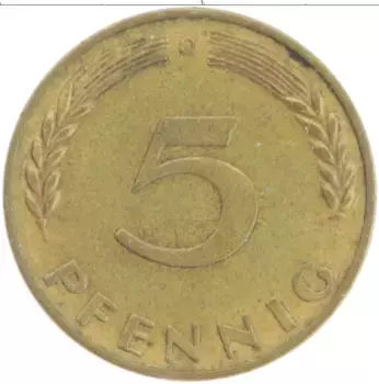 Монета 5 пфеннигов ФРГ 1950 года Бронза D