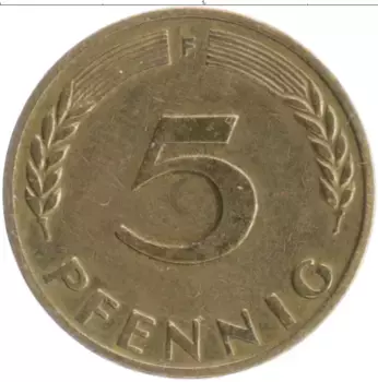 Монета 5 пфеннигов ФРГ 1950 года Бронза F
