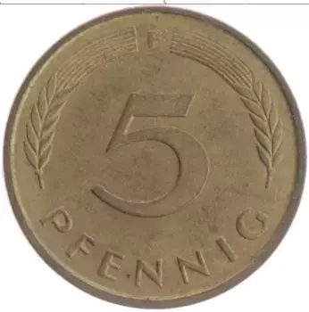 Монета 5 пфеннигов ФРГ 1989 года Латунь F