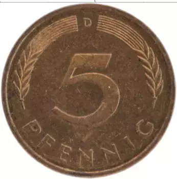 Монета 5 пфеннигов ФРГ 1991 года Латунь D