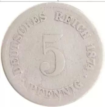 Монета 5 пфеннигов Германии 1874 года Медно-никель D