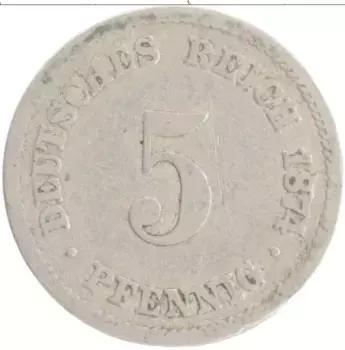 Монета 5 пфеннигов Германии 1874 года Медно-никель A