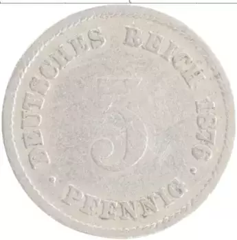 Монета 5 пфеннигов Германии 1876 года Медно-никель D