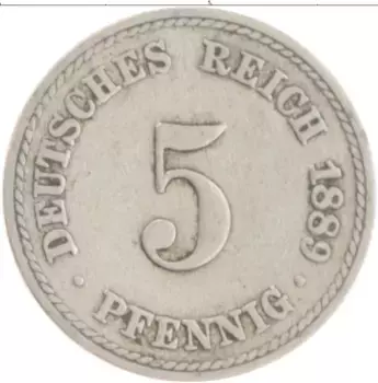 Монета 5 пфеннигов Германии 1889 года Медно-никель A