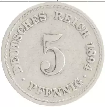 Монета 5 пфеннигов Германии 1894 года Медно-никель A