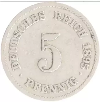 Монета 5 пфеннигов Германии 1895 года Медно-никель F