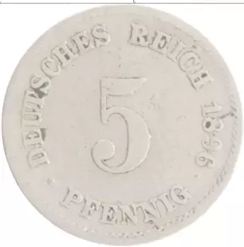 Монета 5 пфеннигов Германии 1896 года Медно-никель D