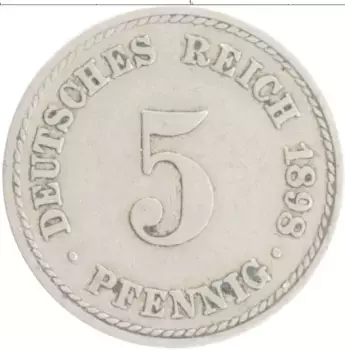Монета 5 пфеннигов Германии 1898 года Медно-никель A