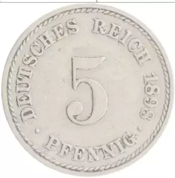 Монета 5 пфеннигов Германии 1898 года Медно-никель A