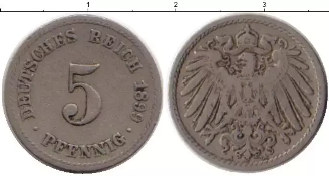 Монета 5 пфеннигов Германии 1899 года Медно-никель A
