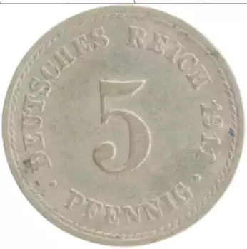 Монета 5 пфеннигов Германии 1911 года Медно-никель A