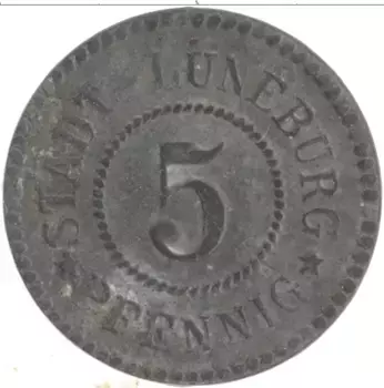Монета 5 пфеннигов Германия : Нотгельды 1917 года Цинк Юнибург