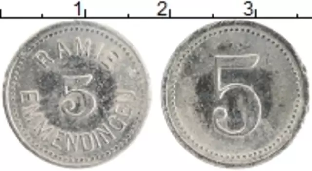 Монета 5 пфеннигов Германия : Нотгельды Цинк Emmendingen