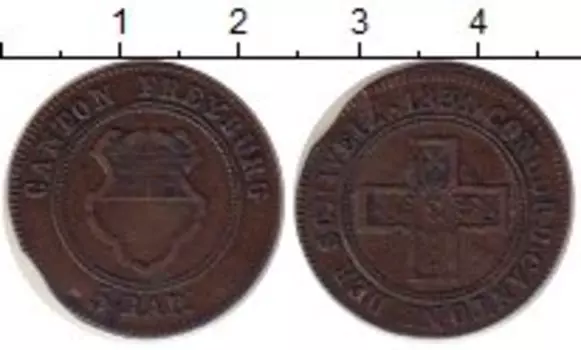 Монета 5 рапп Фрибурга 1831 года Серебро