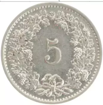 Монета 5 рапп Швейцарии 1932 года Медно-никель