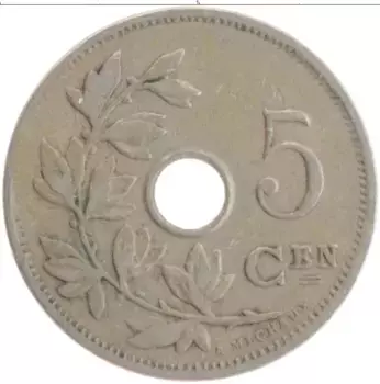 Монета 5 сантим Бельгии 1906 года Медно-никель Альберт