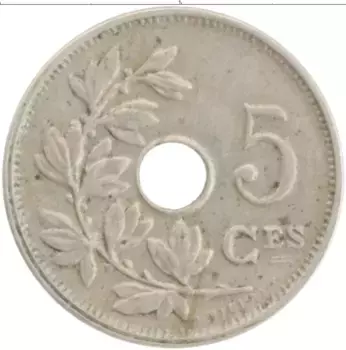 Монета 5 сантим Бельгии 1913 года Медно-никель