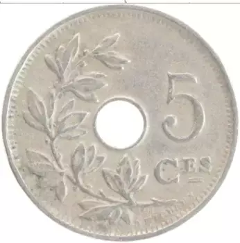Монета 5 сантим Бельгии 1922 года Медно-никель Альберт I