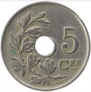 Монета 5 сантим Бельгии 1923 года Медно-никель