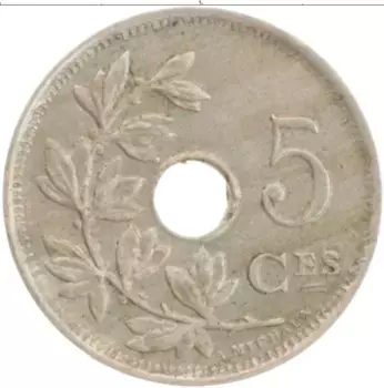 Монета 5 сантим Бельгии 1923 года Медно-никель