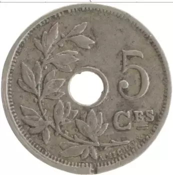 Монета 5 сантим Бельгии 1928 года Медно-никель Альберт I