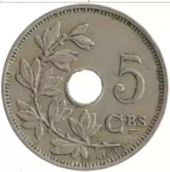 Монета 5 сантим Бельгии 1928 года Медно-никель Альберт I