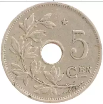 Монета 5 сантим Бельгии 1930 года Медно-никель