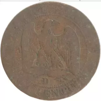 Монета 5 сантим Франции 1854 года Бронза D Наполеон III