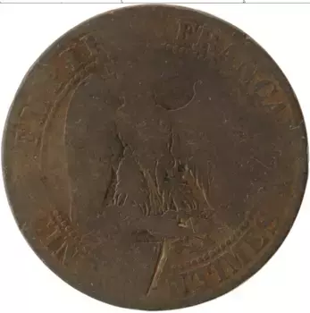 Монета 5 сантим Франции 1856 года Бронза Наполеон III