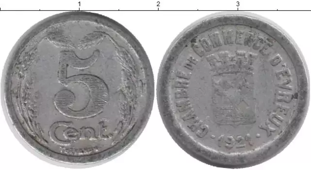 Монета 5 сантим Франции 1921 года Алюминий Токен