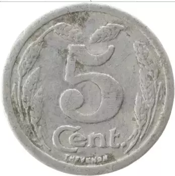 Монета 5 сантим Франции 1921 года Алюминий Токен