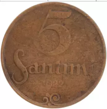 Монета 5 сантим Латвии 1922 года Бронза Герб