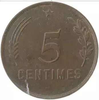 Монета 5 сантим Люксембурга 1930 года Медь Шарлотта