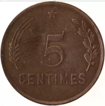 Монета 5 сантим Люксембурга 1930 года Медь Шарлотта