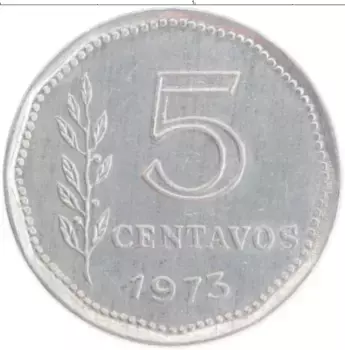 Монета 5 сентаво Аргентины 1973 года Алюминий