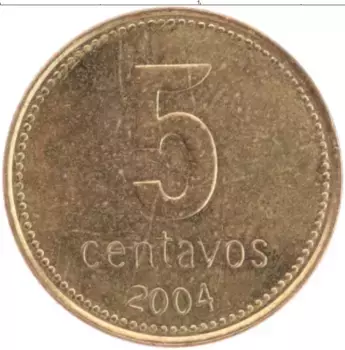 Монета 5 сентаво Аргентины 2004 года Латунь