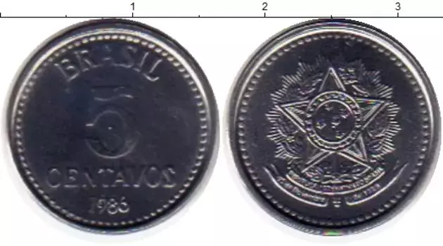 Монета 5 сентаво Бразилии 1986 года Медно-никель