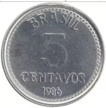 Монета 5 сентаво Бразилии 1986 года Сталь
